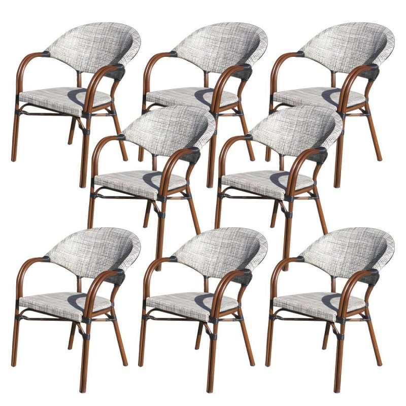 "Modern Style Steel Frame UV and Water Protective Outdoor Dining Chair - 17"L x 17"W x 31"H 8 Piece Set"