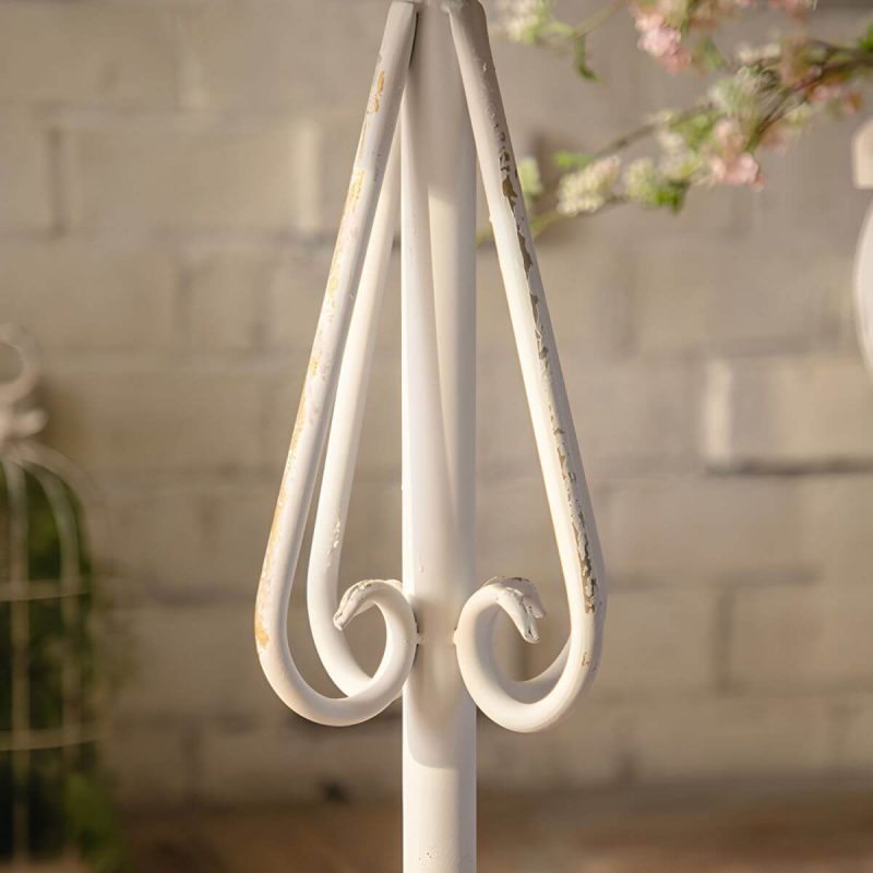 "Iron Round Dining Table French Country Round Patio Table in White - Table Only 32"L x 32"W x 32"H"