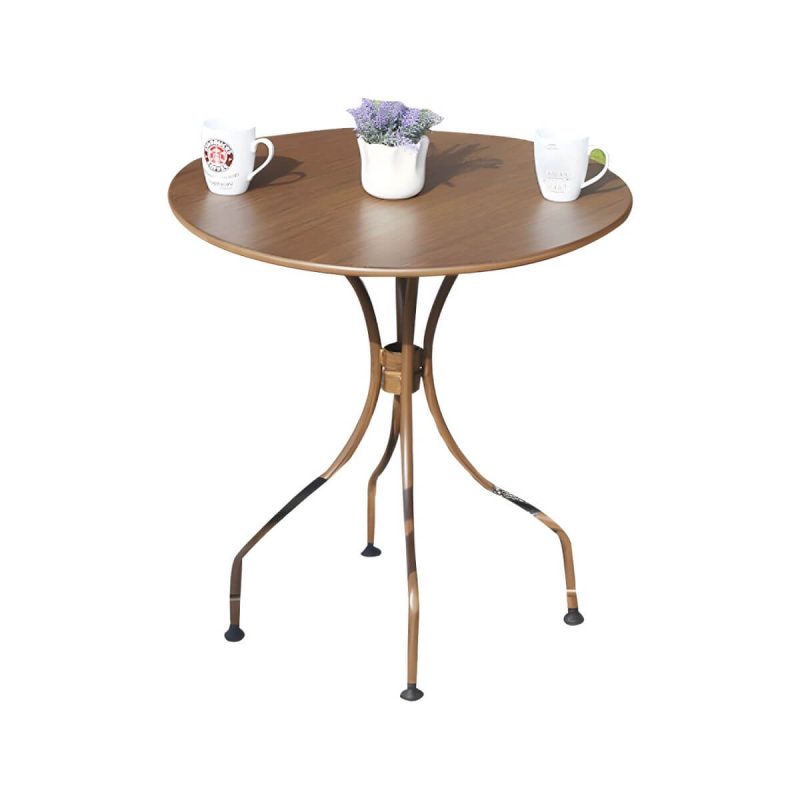 "Metal Modern Brown Patio Dining Set with Stackable Chairs and Weatherproof Durability - Table & Chair(s) 70 x 70 x 74 cm 4"