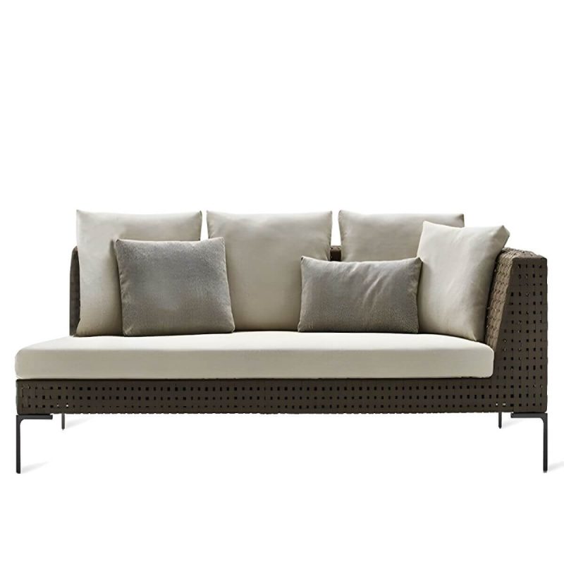 "Elegant Metal Framed White Upholstered Modern Sofa with Cushions - 3-Seater Right Corner Sofa"