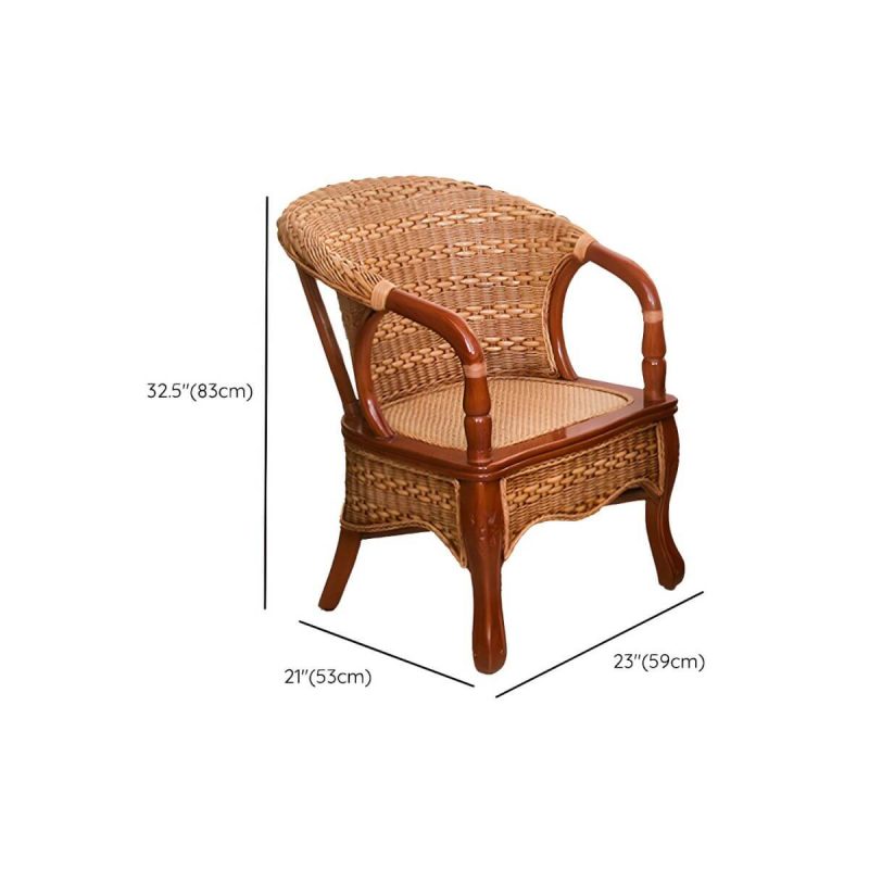 "Dimension of 23" x 21" x 33" Traditional Rattan Patio Dining Side Chair in Brown - 1 Piece"