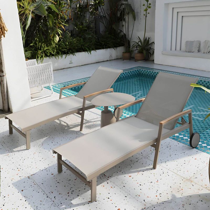 "2-Seater Metal Side Table with UV Resistant Contemporary Patio Table - Table Only 26"L x 22"W x 20"H"