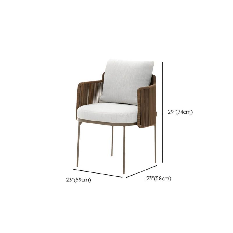 "Dimension of Patio Dining Chair Tropical Aluminum With Arm Upholstered Faux Rattan - 1 Piece 23.5"L x 23"W x 30"H"