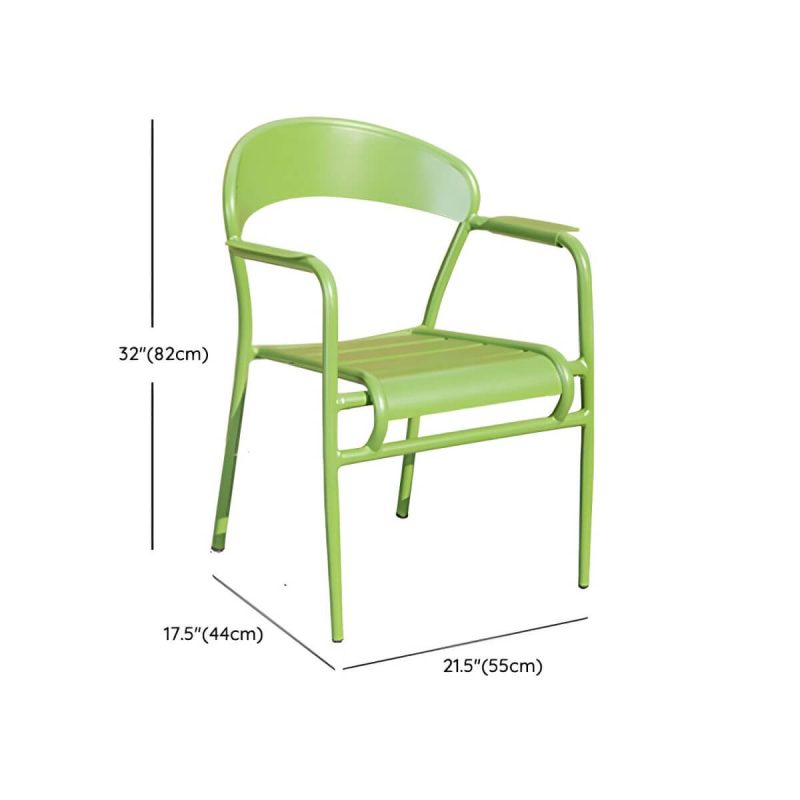 "Dimension of Contemporary Dining Table Set with Green Metal Top for Courtyard - Table & Chair(s) 28"L x 28"W x 29"H 4"