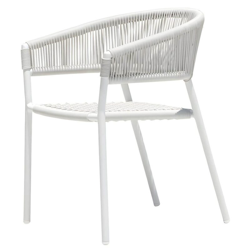 "Contemporary Dining Arm Chair Pure Color Metal Stackable for Outdoor - 2 Piece Set"