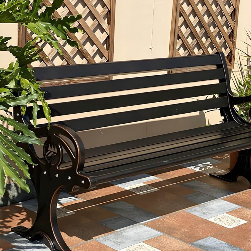 "Metal Modern Park Bench with Legs Water Resistant for Outdoor - 59"L x 22"W x 29.5"H"