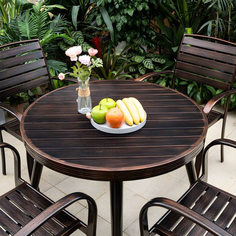"Traditional Style Patio Table Metal Scratch Resistant Patio Table - 35"L x 35"W x 28"H Table Only"