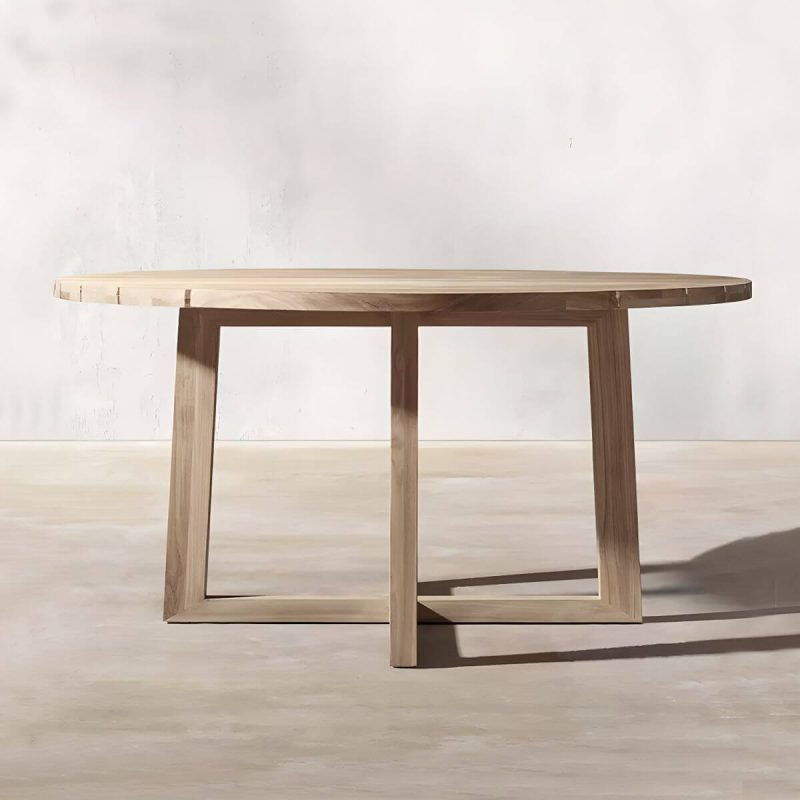 "Teak Wood Mid-Century Modern Patio Dining Set in Natural Finish - Table 47.2"L x 47.2"W x 29.5"H"
