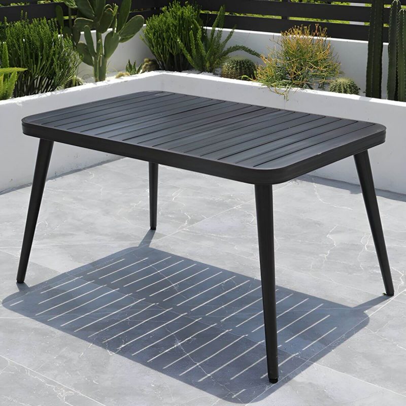 "Modern Aluminium Waterproof Courtyard Table Geometric Outdoor Table - Table Only 59.1"L x 35.4"W x 29.5"H"