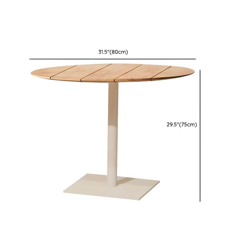 "Dimension of Teak Wood Water Resistant Dining Table Outdoor Solid Wood Patio Table in Brown - Table Only 31.5"L x 31.5"W x 29.5"H"