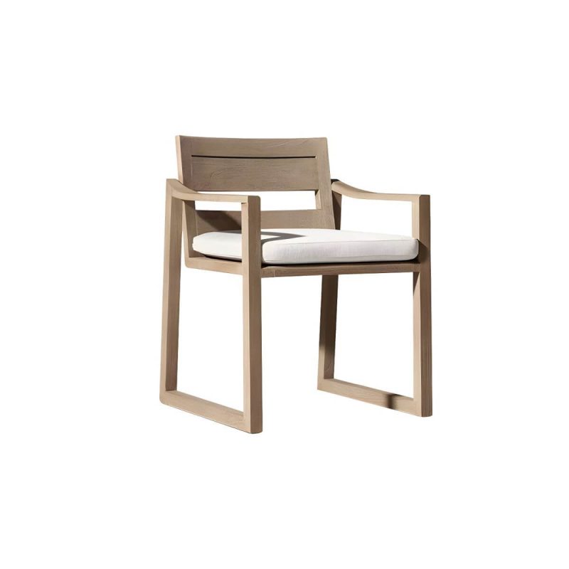 "Modern Dining Side Chairs Solid Wood Natural RemovableUV Protective Finish Cushion - With Arms 4 Piece Set"