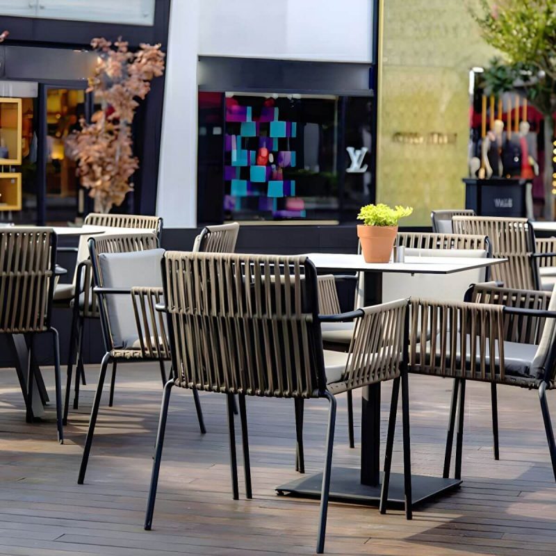 "Traditional Rattan Patio Dining Side Chair Square for Outdoor - 4 Piece Set"