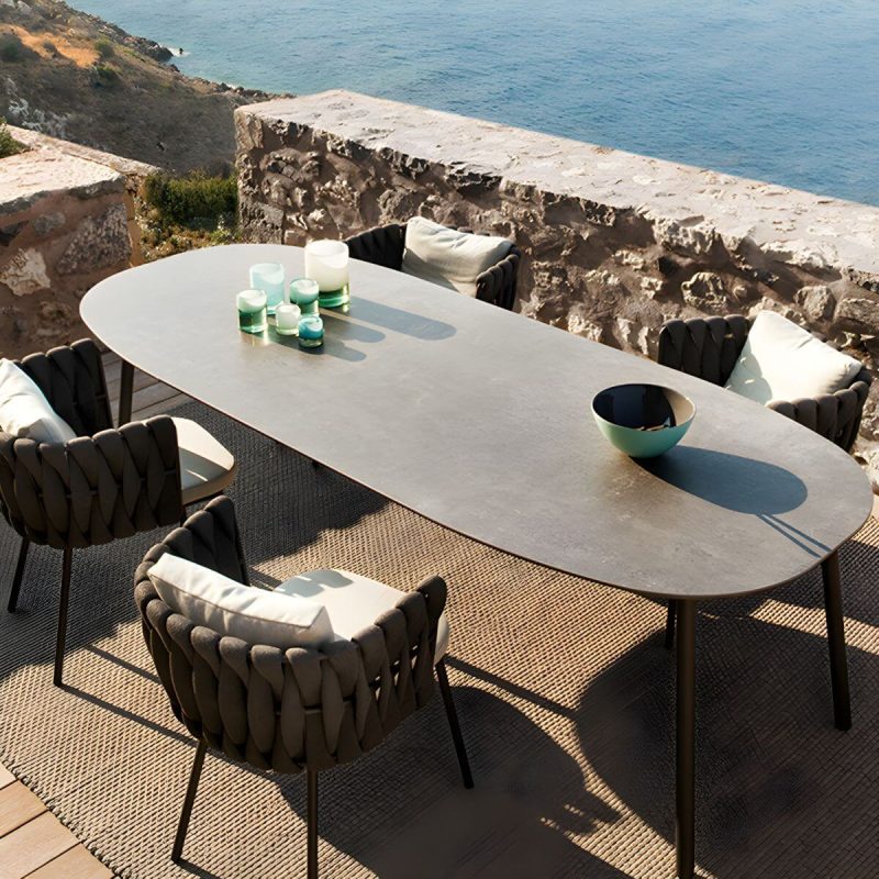 "Contemporary Dining Table Set with 4 Legs Chairs for Outdoor - Table & Chair(s) 59.1"L x 35.4"W x 29.1"H 4"