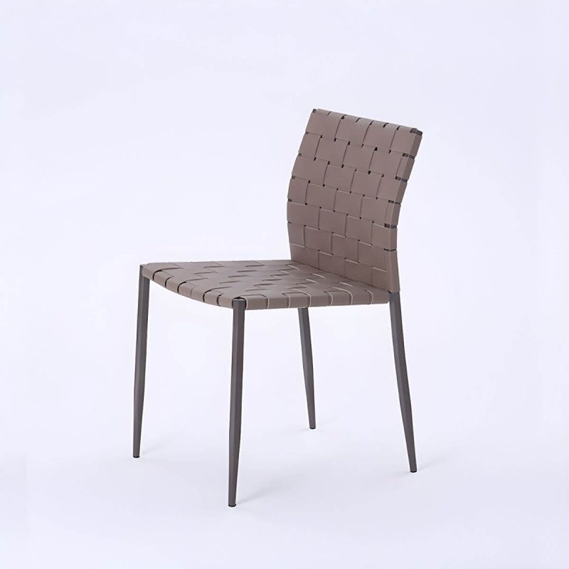 "Tropical Dining Side Chair Metal and Faux Leather Indoor-Outdoor Chair - Grey 1 Piece"