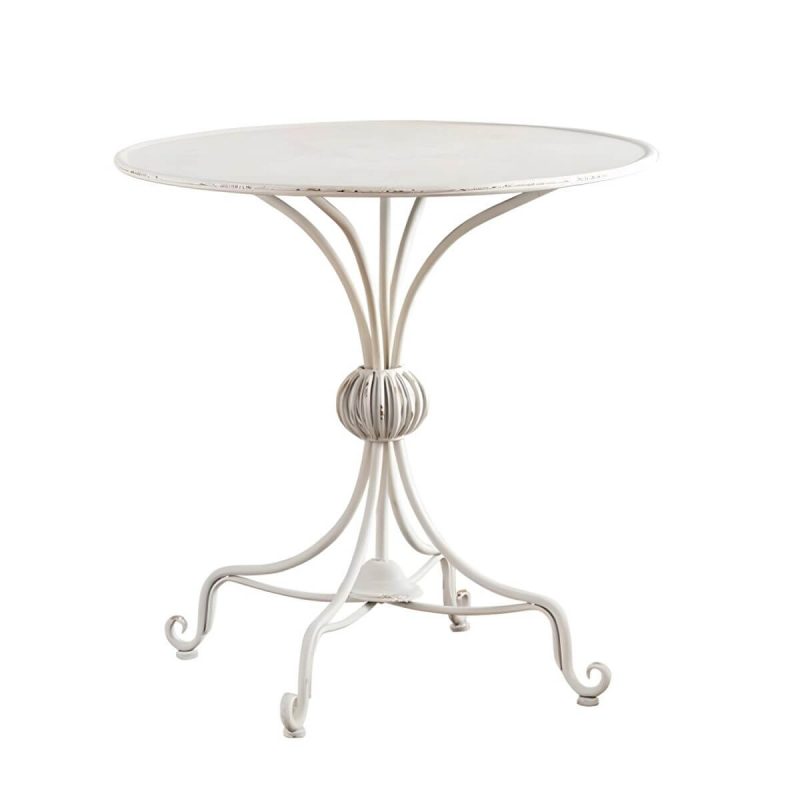 "White French Countryside Style Metal Courtyard Dining Table for Outdoor - Table Only 32"L x 32"W x 32"H"