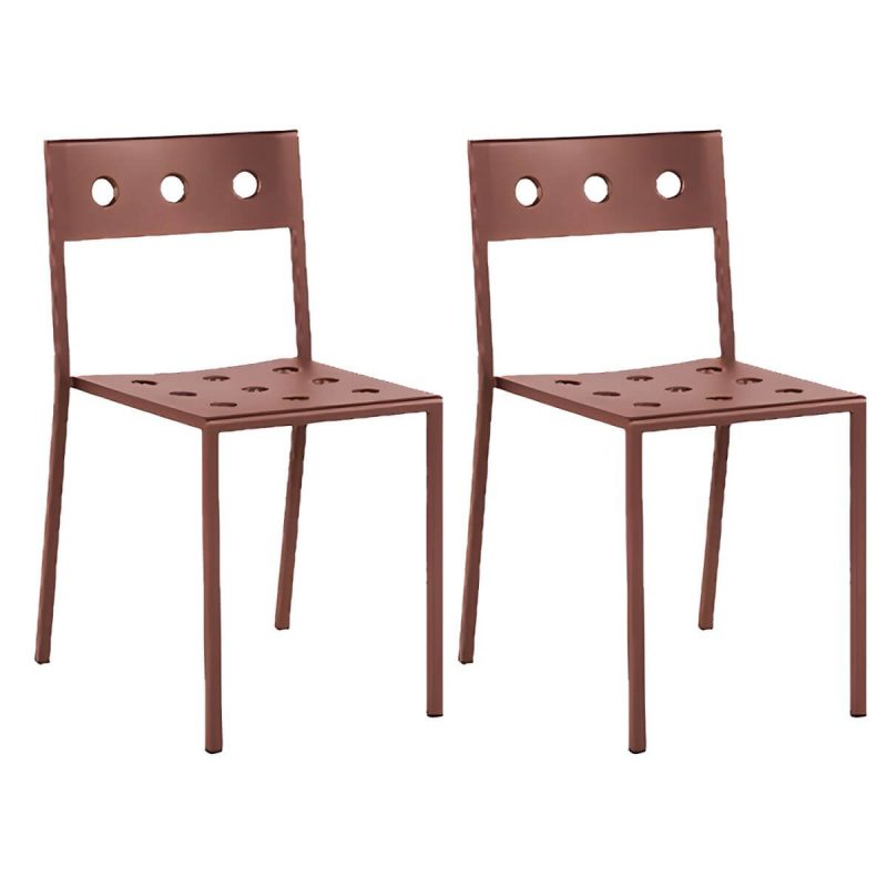 "Industrial Metal Dining Side Chair Open Back Stacking Outdoor Chair - 2 Piece Set Armless"
