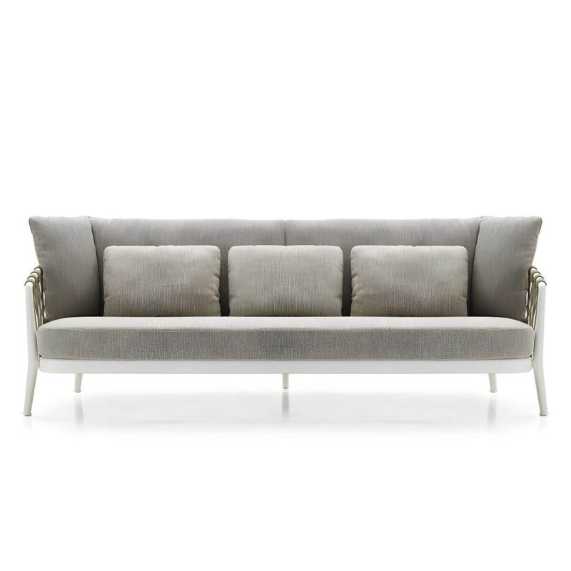"French Country Metal Frame Patio Sofa Water Resistant Outdoor Sofa with Cushion &Pillows - 75"L x 31.5"W x 27.5"H Gray"