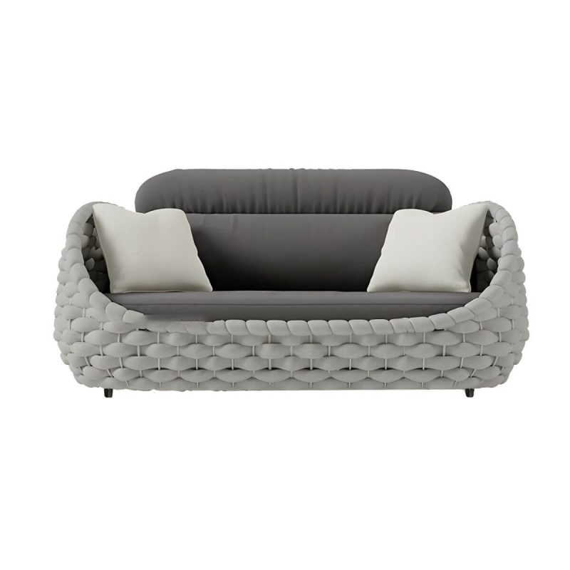 "Modular Gray Metal Modern Sofa with Upholstered Cushions for Versatile Outdoor Seating - 71"L x 33.5"W x 28"H"