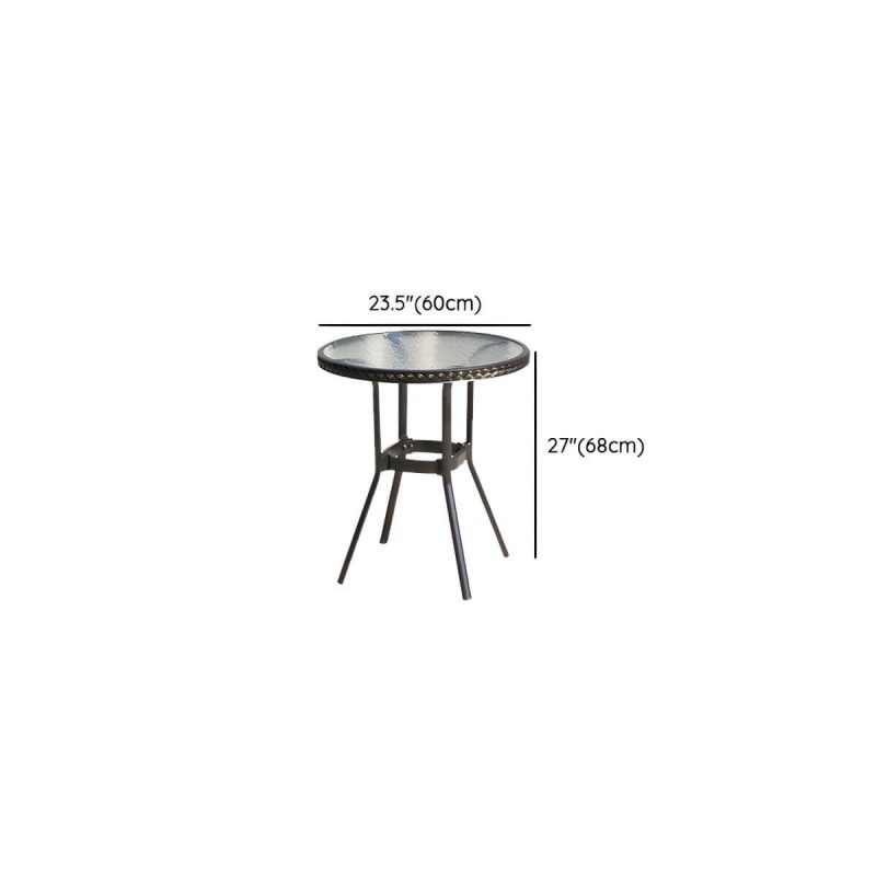 "Dimension of Contemporary Glass Dining Table Set with Black Woven Chairs for Courtyard - Table & Chair(s) 23.6"L x 23.6"W x 26.8"H 2 Clear"