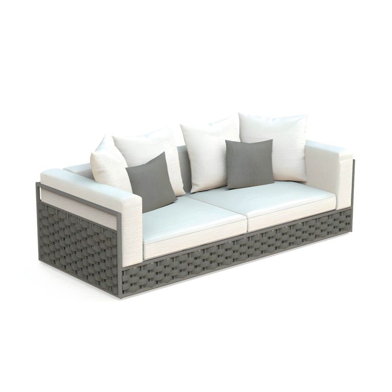"French Country Style Outdoor Sofa Tuxedo Arm Loveseat in Grey - 59.1"L x 27.6"W x 29.5"H"