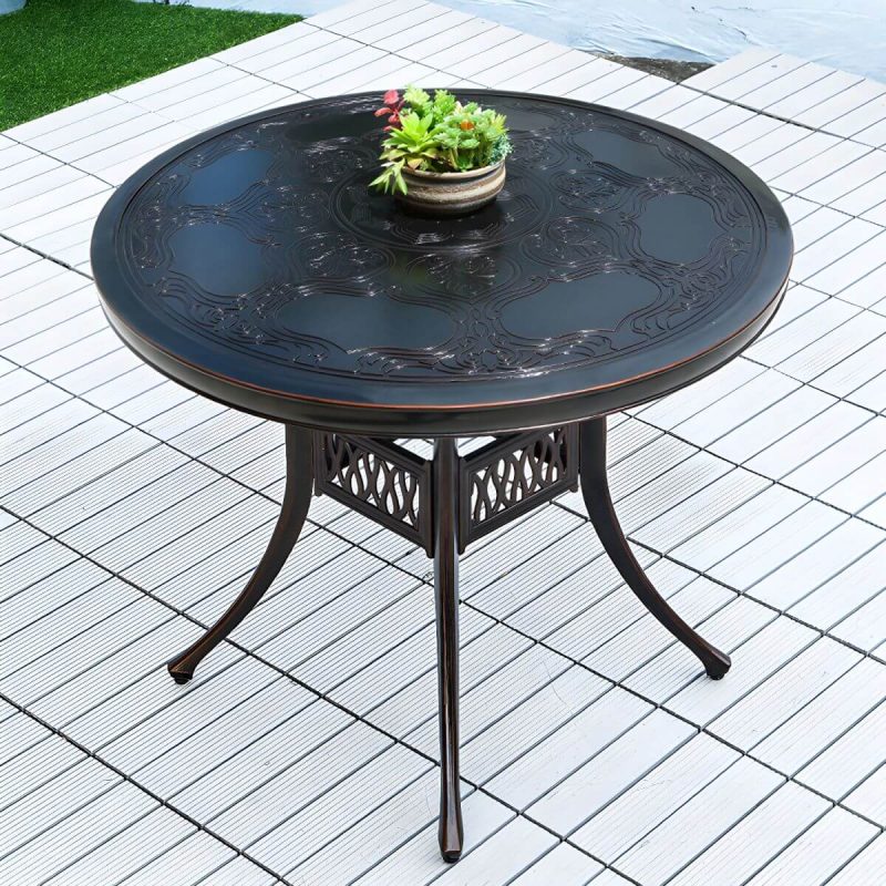 "Aluminum Outdoor Patio Table Industrial UV Resistant Patio Table - Table Only 31.5"L x 31.5"W x 28.7"H Black"