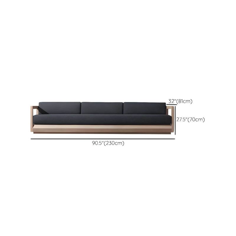 "Dimension of Wood Rectangular Contemporary Patio Sofa with Cushions for Outdoor - 3-Seater Sofa"
