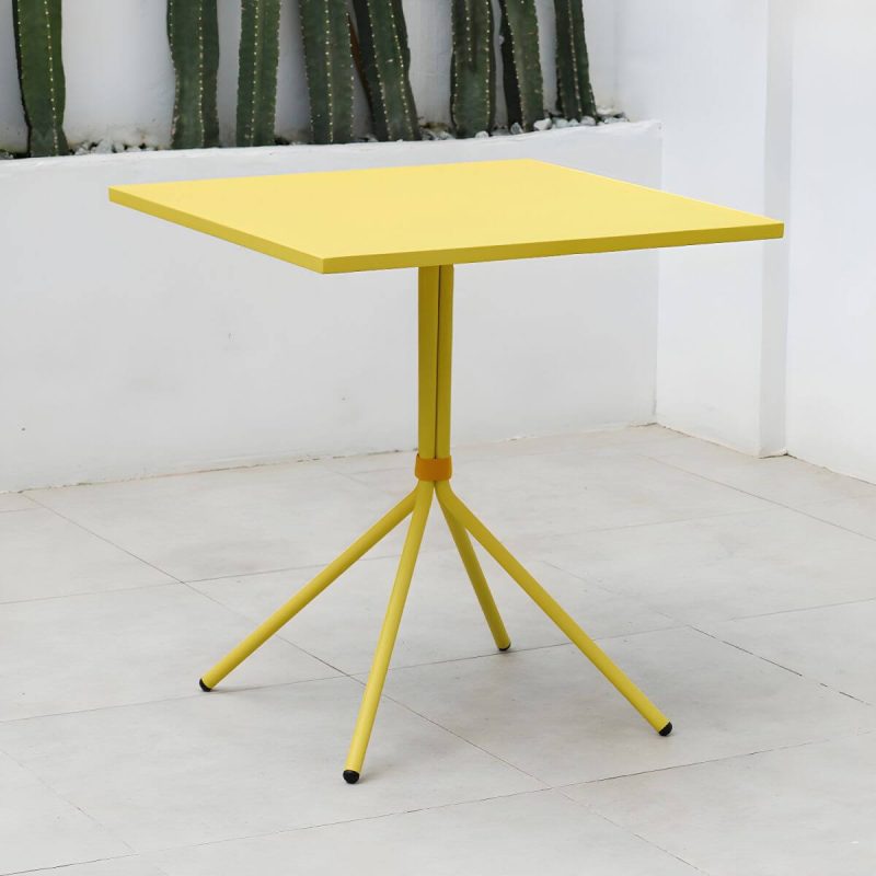 "Contemporary Round/Square Bistro Table Aluminum Water Resistant Patio Table - Yellow Square Table Only"