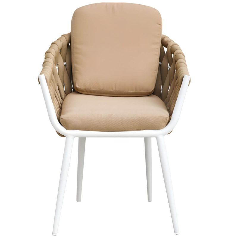 "Contemporary Outdoors Dining Chairs with Removable Water Repellent Finish Cushion - Coffee 1 Piece"