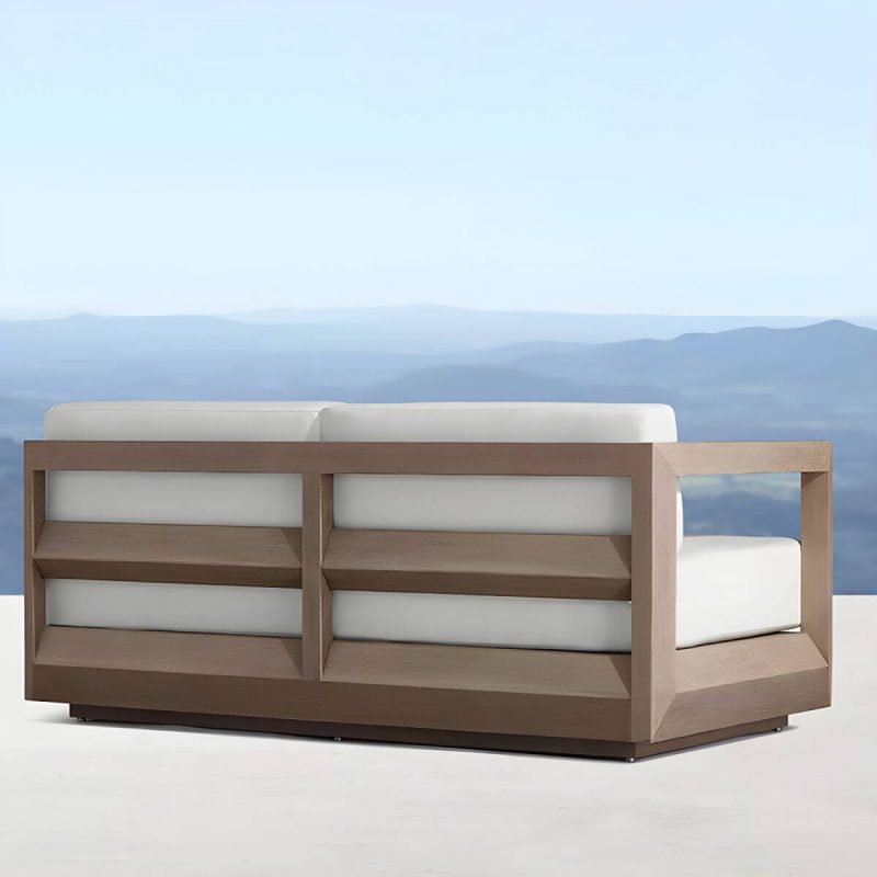 "Wood Rectangular Contemporary Patio Sofa with Cushions for Outdoor - 3-Seater Sofa"
