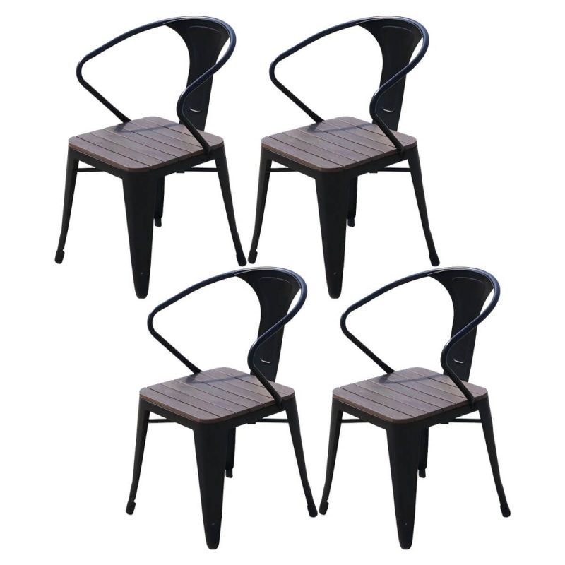 "Traditional Dining Armchair Open Back Outdoors Dining Chairs in Brown - 20"L x 20"W x 31"H 4 Piece Set"