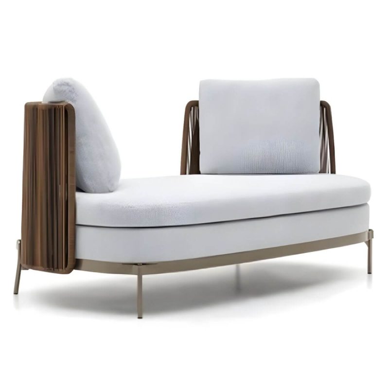 "Waterproof Wicker/Rattan Modern Sofa with Upholstered Cushions and Pillows - Brown - Bidirection Sofa"