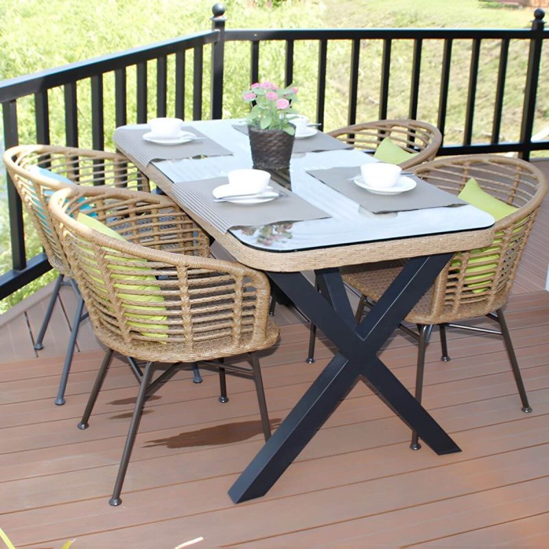 "Elegant Traditional Metal Patio Dining Set with Weatherproof Durability - Dark Gray Table & 4 Chairs"