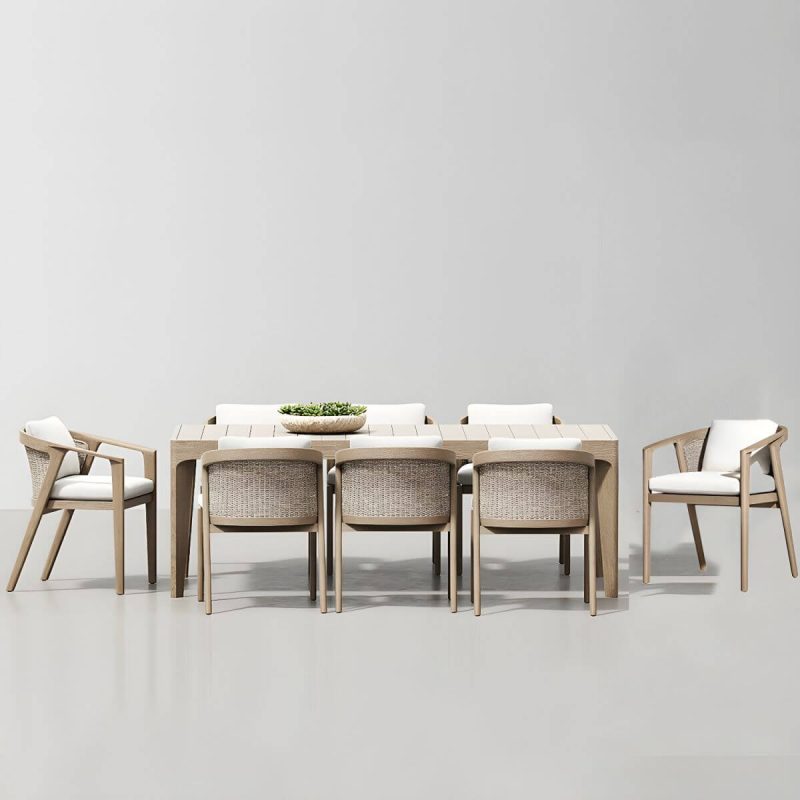 "Boho Style 1/7/9 Pcs Patio Dining Table Set Wood Patio Dining Table - Table & Chair(s) 240 x 100 x 75 cm 8 Brown"