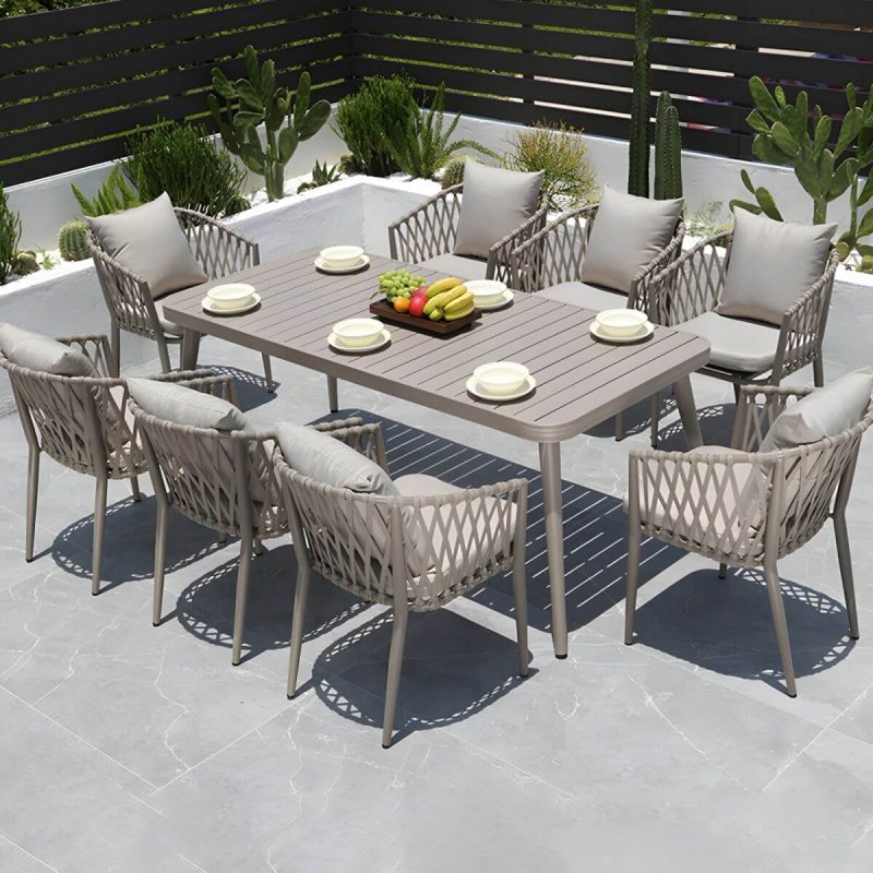 "Modern Metal Dining Room Chair and Table Set with Standard Gray Table - Table & Chair(s) 70.9"L x 33.5"W x 29.5"H 8"