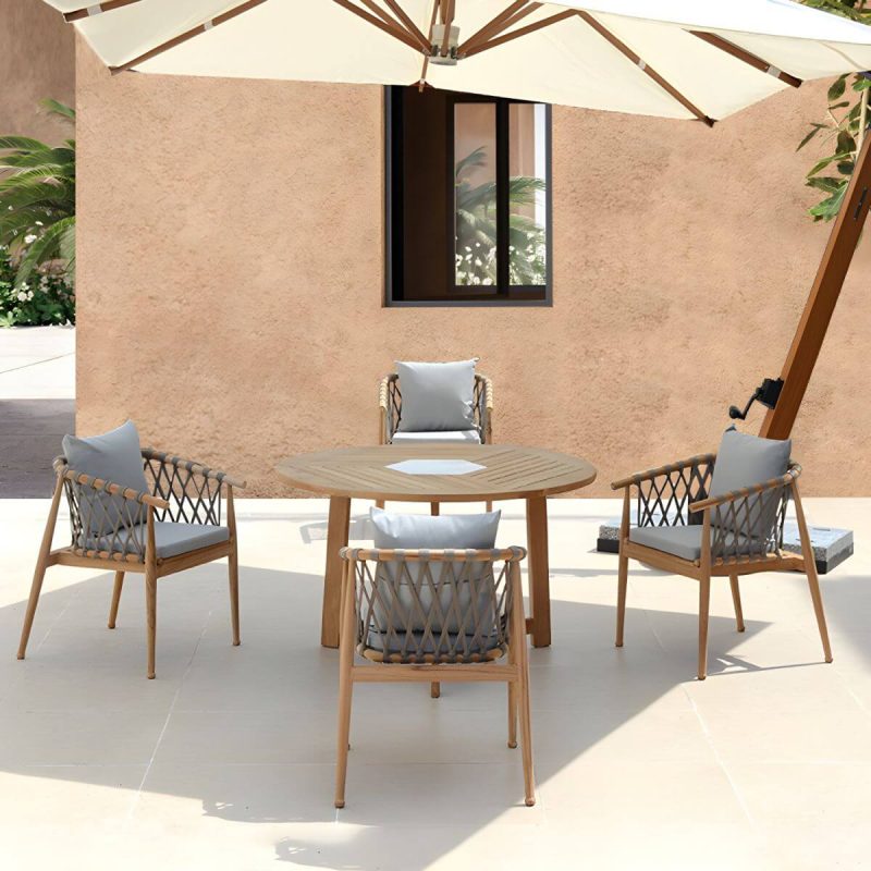 "Bohemian Style Dining Set 1/4/5 Pieces Wood Dining Table Set for Patio - Table & Chair(s) 47.2"L x 47.2"W x 28.7"H 4"