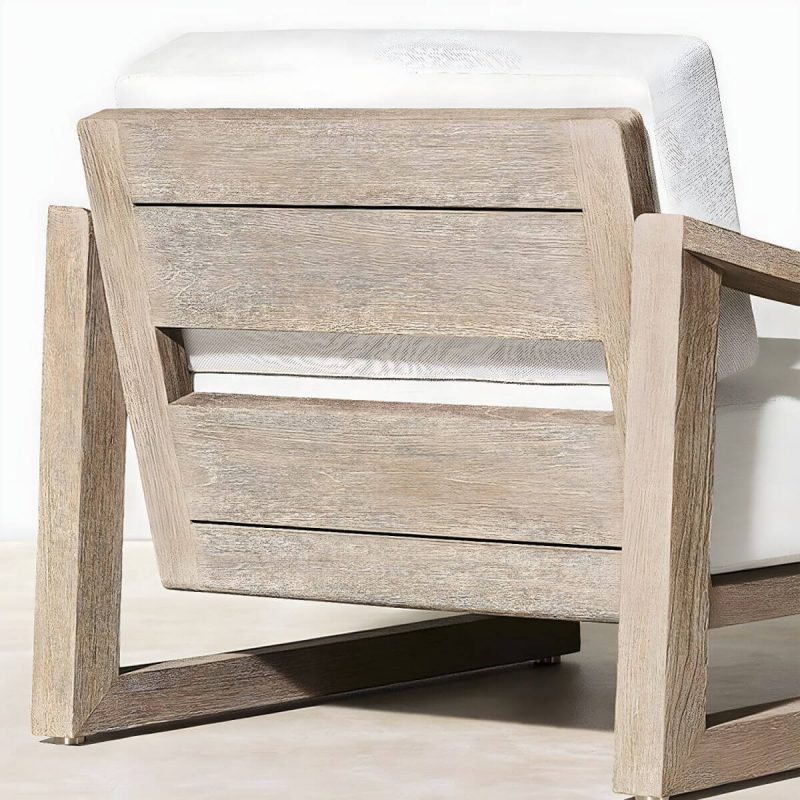 "Modern White Wood Sofa - Waterproof and UV Resistant with Cushions - 4-Seater Sofa"