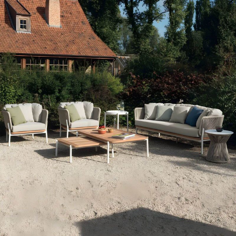 "Contemporary Tropical with Cushions Patio Sofa Water Resistant Outdoor Patio Sofa - White 55.1"L x 29.5"W x 25.6"H"