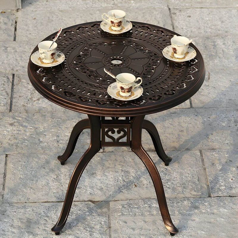 "Aluminum Outdoor Patio Table Industrial UV Resistant Patio Table - Table Only 31.5"L x 31.5"W x 29.5"H Brown"