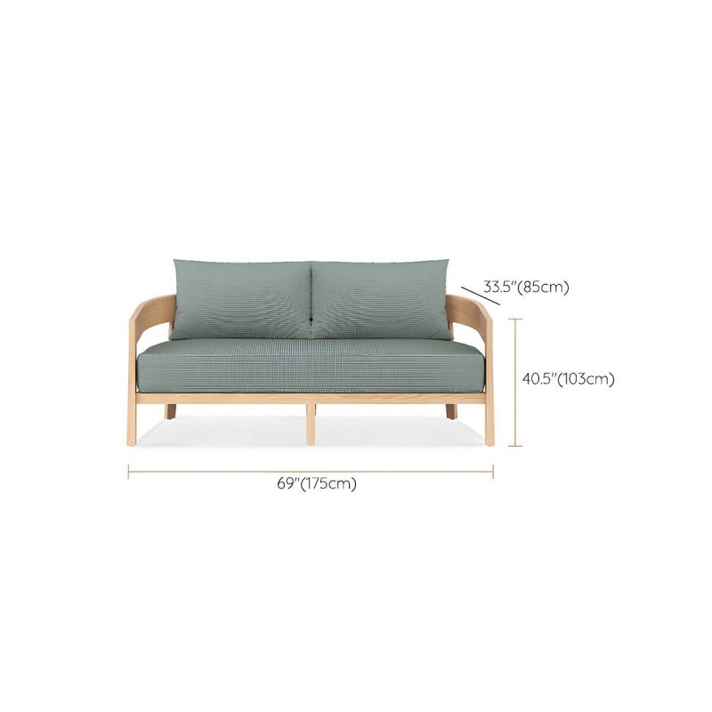 "Dimension of Wood Frame Outdoor Sofa Water and UV Resistant Patio Sofa with Cushion - 2-Seater Sofa"