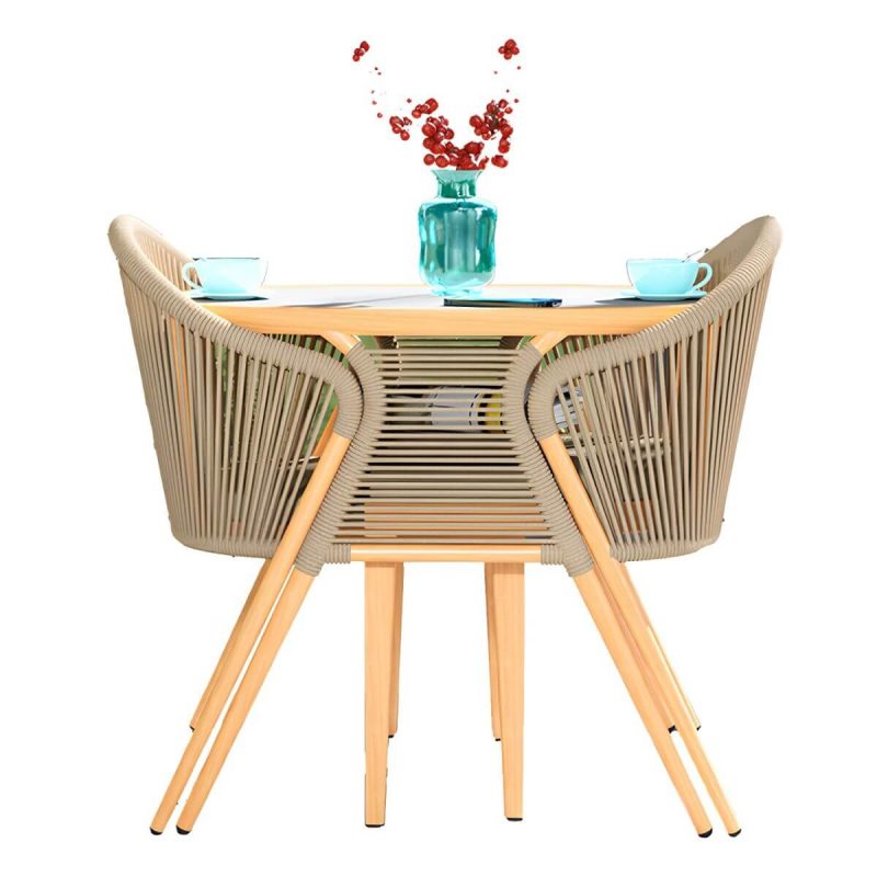 "Contemporary Dining Table Set with Oval Top and 2 Woven Chairs for Courtyard - Table & Chair(s) 2 Gray & White"