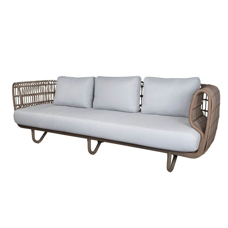 "Tropical Rattan Accent Outdoor Patio Sofa with Slipcovered Cushion - 74.8"L x 31.5"W x 29.5"H Symmetrical"