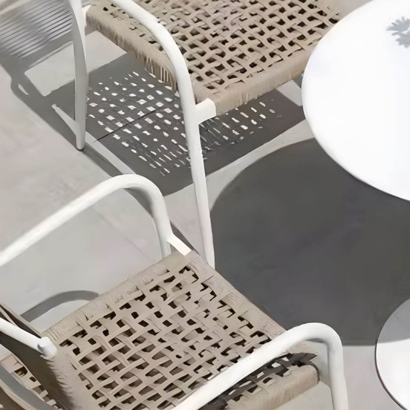 "Contemporary Metal Dining Table Set with White Top for Courtyard - Table & Chair(s) 27.6"L x 27.6"W x 28.5"H 2"