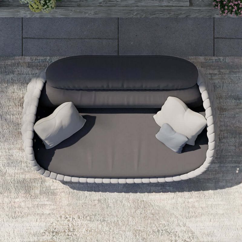 "3 Seater Woven Outdoor Sofa Patio Couch in Gray Cushion & Pillow Included"