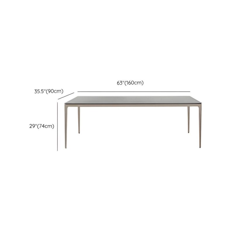 "Dimension of Contemporary Scratch Resistant Balcony Table 4 Legs for Outdoor - Table Only 63"L x 35.5"W x 29.1"H Rock Beam"