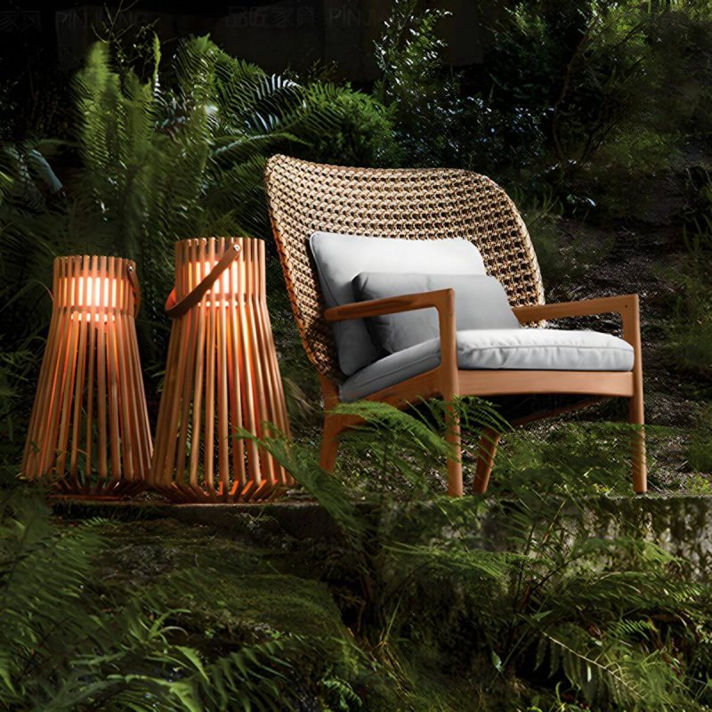 "Brown Modern Solid Wood Sofa with Cushions Water Resistant for Outdoor - 62"L x 33"W x 32"H"