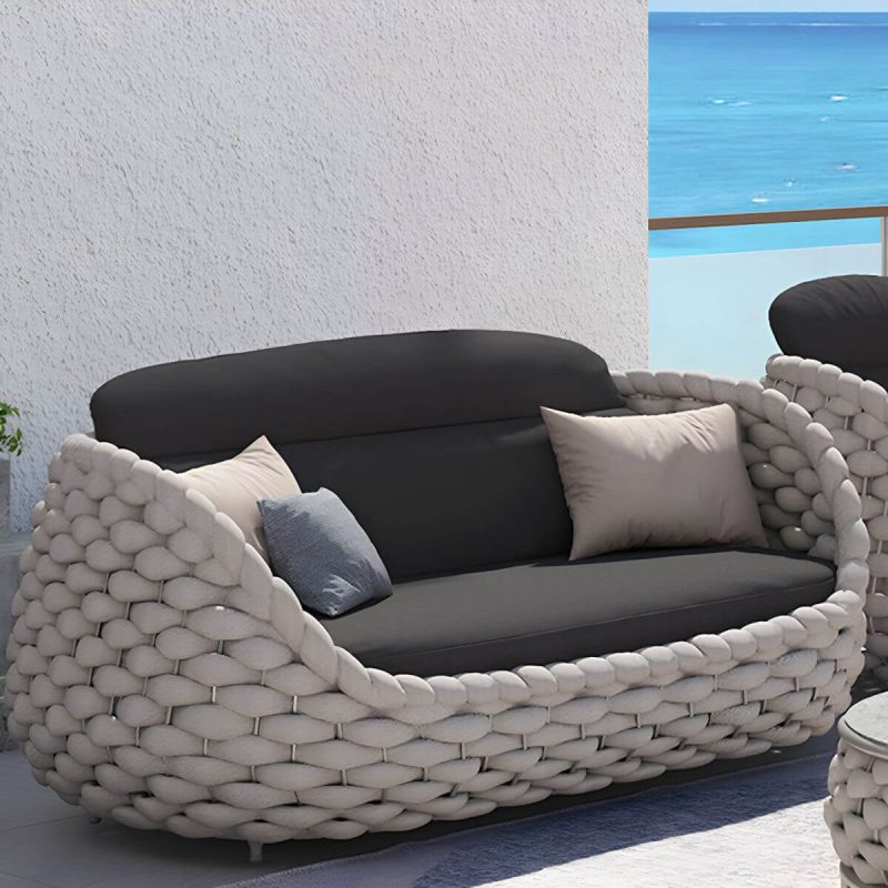 "Modern Style Gray Sofa Water Resistant with Cushions for Outdoor - 3-Seater Sofa"