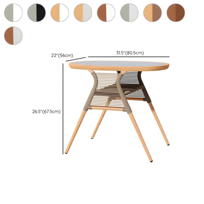 "Dimension of Contemporary Dining Table Set with Oval Top and 2 Woven Chairs for Courtyard - Table & Chair(s) 2 Natural/ Brown"