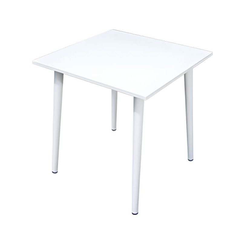 "Contemporary White Metal Dining Table Furniture Set with Chairs for Courtyard - Table & Chair(s) 63"L x 35.5"W x 28.3"H 6"