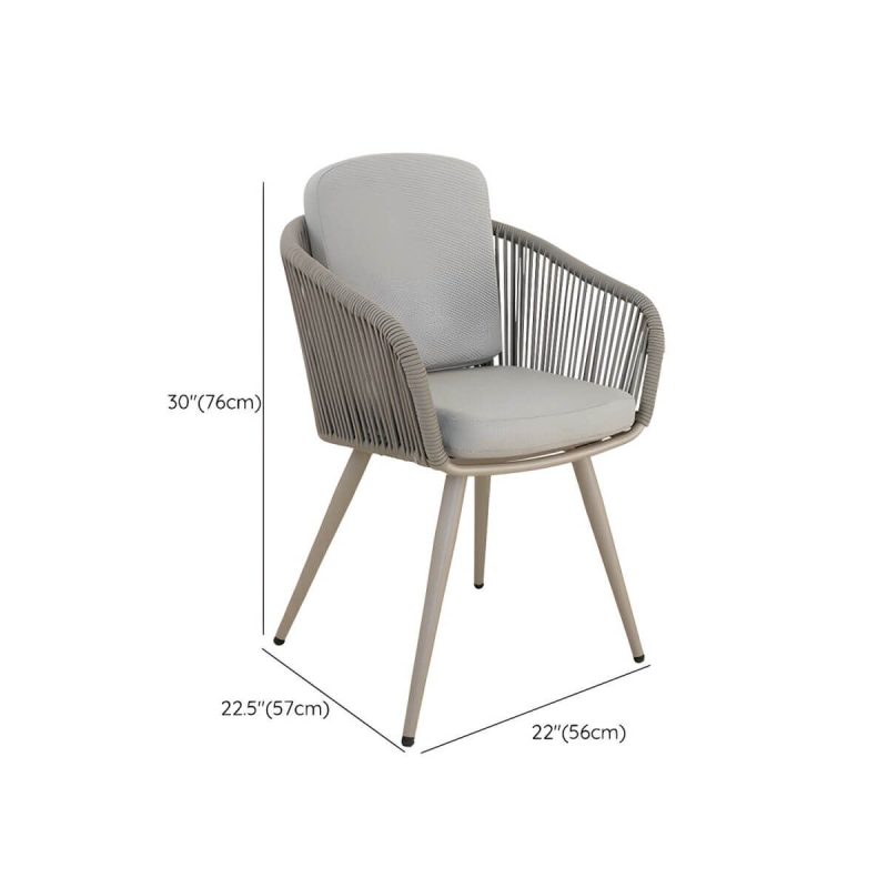 "Dimension of Contemporary Cane Back Dining Arm Chair Braid Square for Outdoor - 1 Piece"