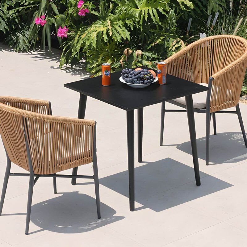 "Mid-Century Modern Dining Table Set with 4 Legs Chair for Outdoors - Table & Chair(s) 28"L x 28"W x 29"H 2"